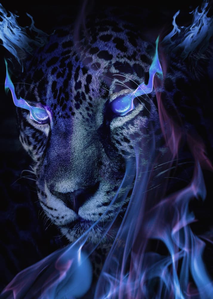 Glowing Jaguar Gaze by Ariz Rab — canvas wall art