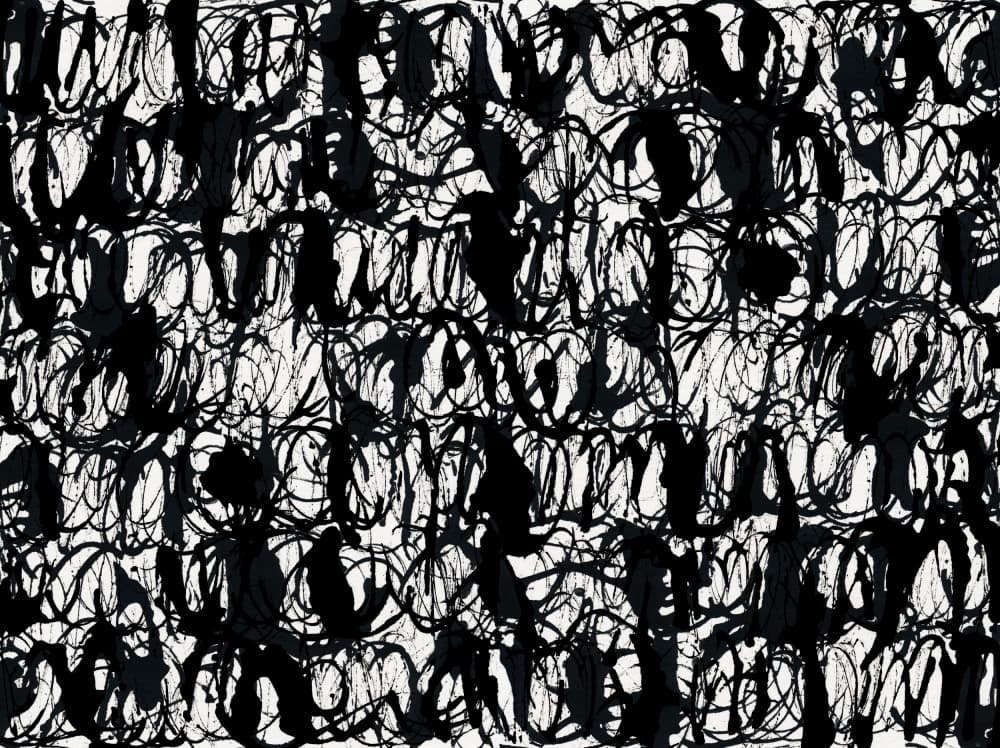 Abstract Ink Swirls Black 2 by Mareike Böhmer — canvas wall art
