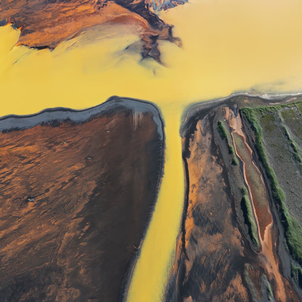 Vibrant Yellow River Landscape by John Fan — canvas wall art
