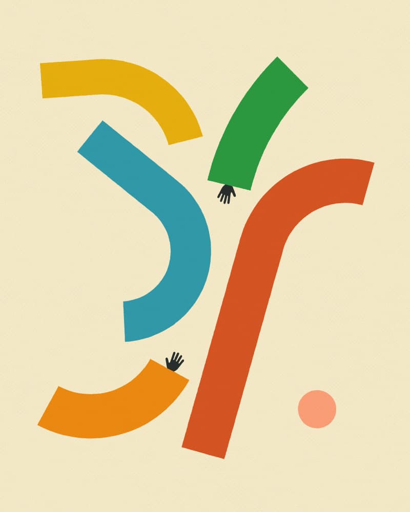 Colorful Shapes Helping Hands by Jazzberry Blue — canvas wall art