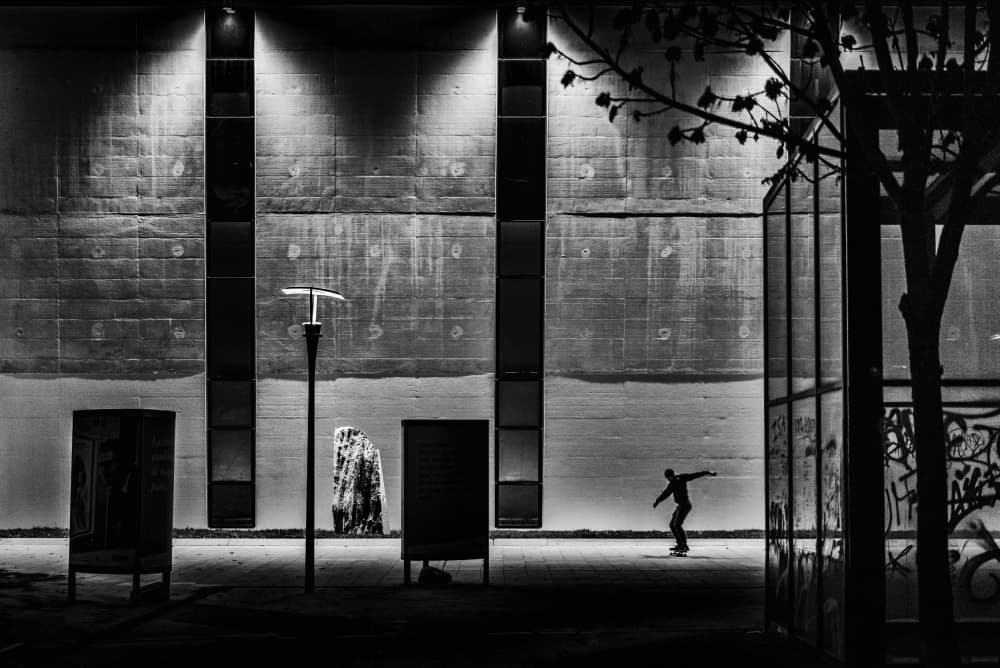 Skateboarding Urban Night by Aleš Klabus — canvas wall art