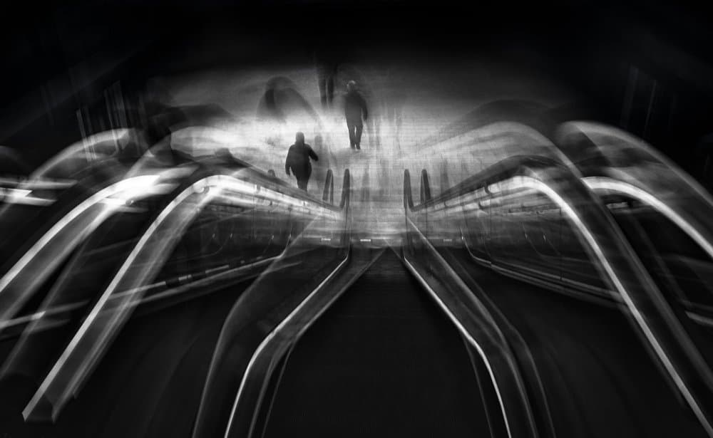 Urban Motion Blur Escalator by Selaru Ovidiu — canvas wall art