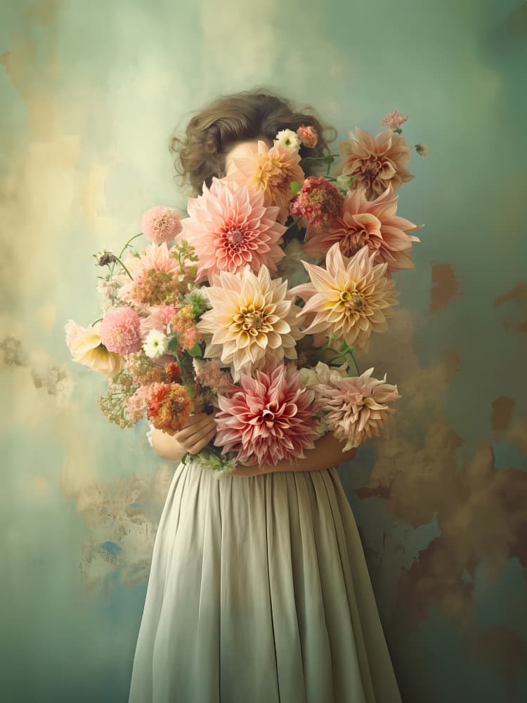 Dreamy Dahlia Bouquet by Annika Persson — canvas wall art