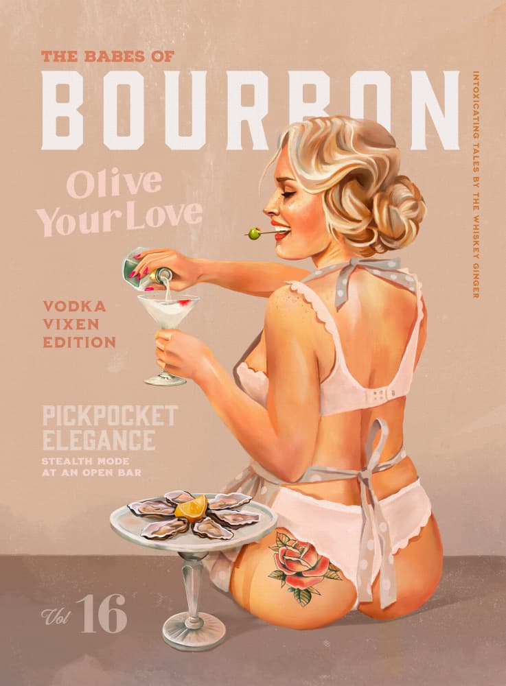 Bourbon Babe Vol 16 Vintage Vodka Martini Pin Up Girl by The Whiskey Ginger — canvas wall art
