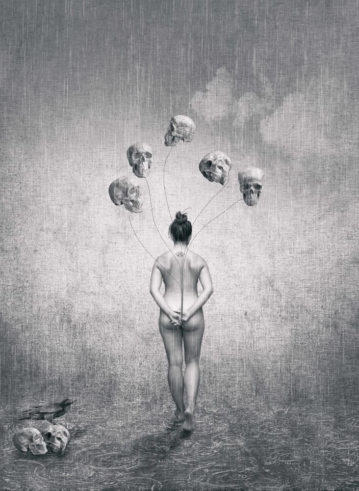 Woman Connected To Skulls by ARUN MOHANRAJ — canvas wall art