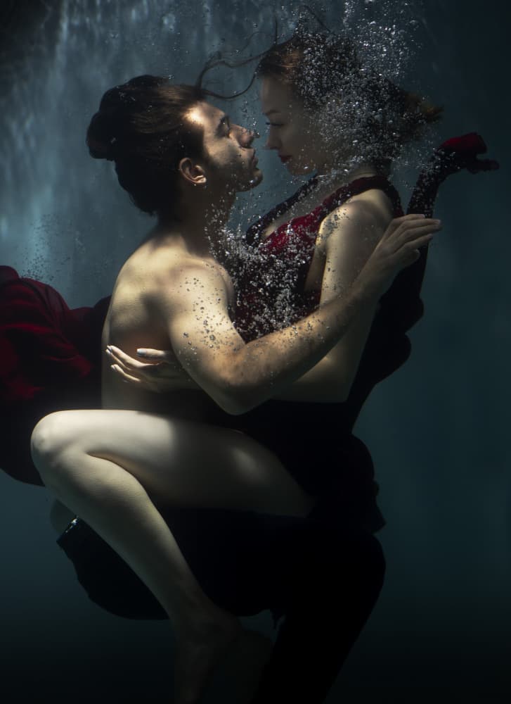 Romantic Underwater Embrace by Enis Onur — canvas wall art