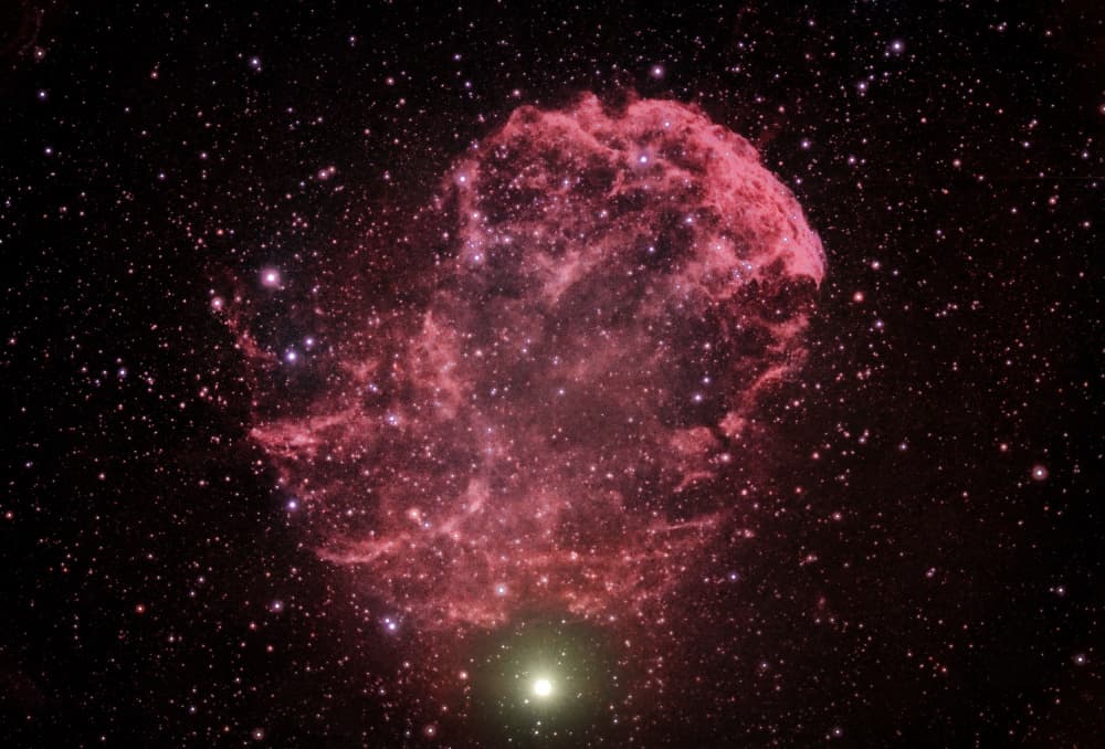 Glimmering Red Nebula by Henry Zhao — canvas wall art
