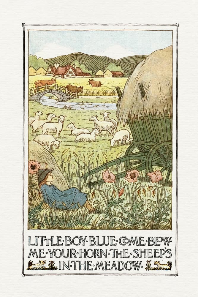 Little Boy Blue Meadow Sleep by Wild Violets — canvas wall art