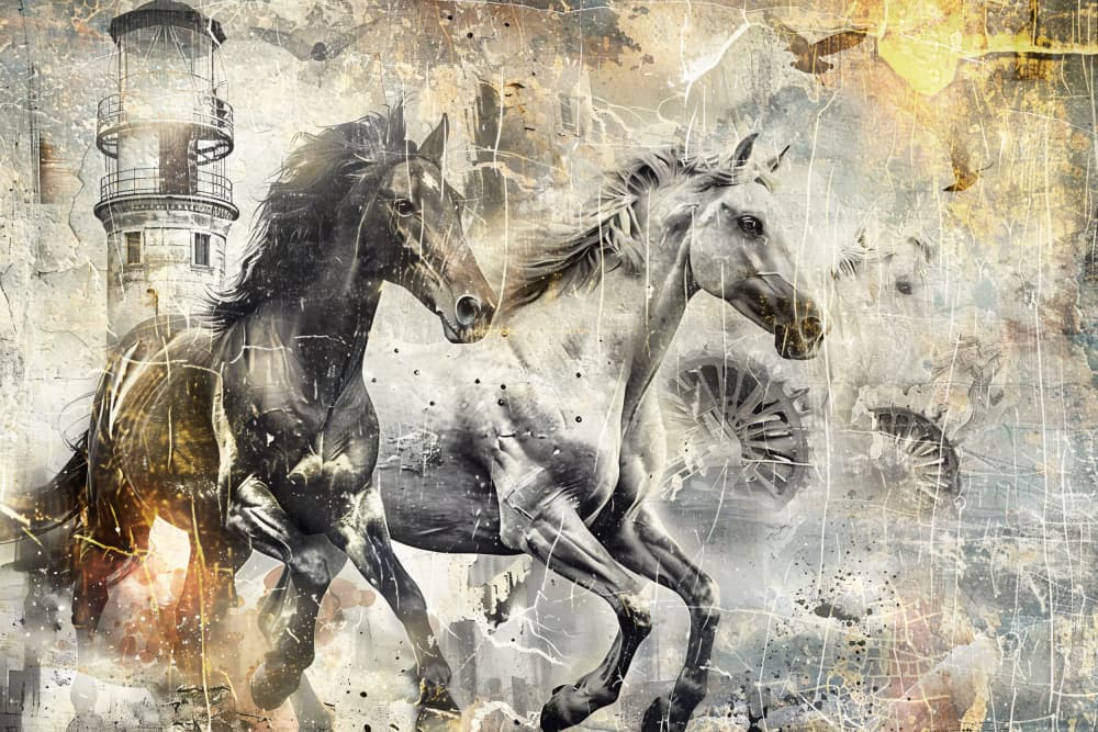 Spirit Horses Ocean by Rafal Kulik — canvas wall art