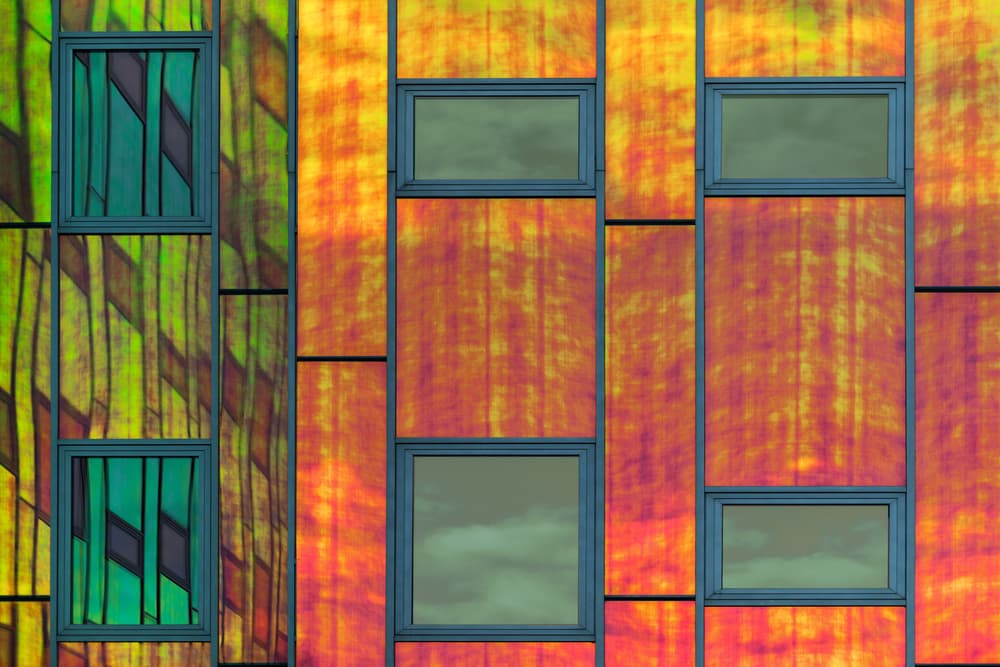 Vibrant Geometric Facade by Theo Luycx — canvas wall art