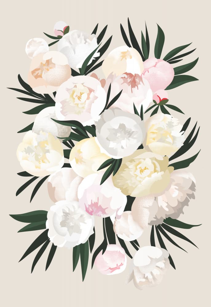 Elegant Peony Bouquet by Rosana Laiz Blursbyai — canvas wall art