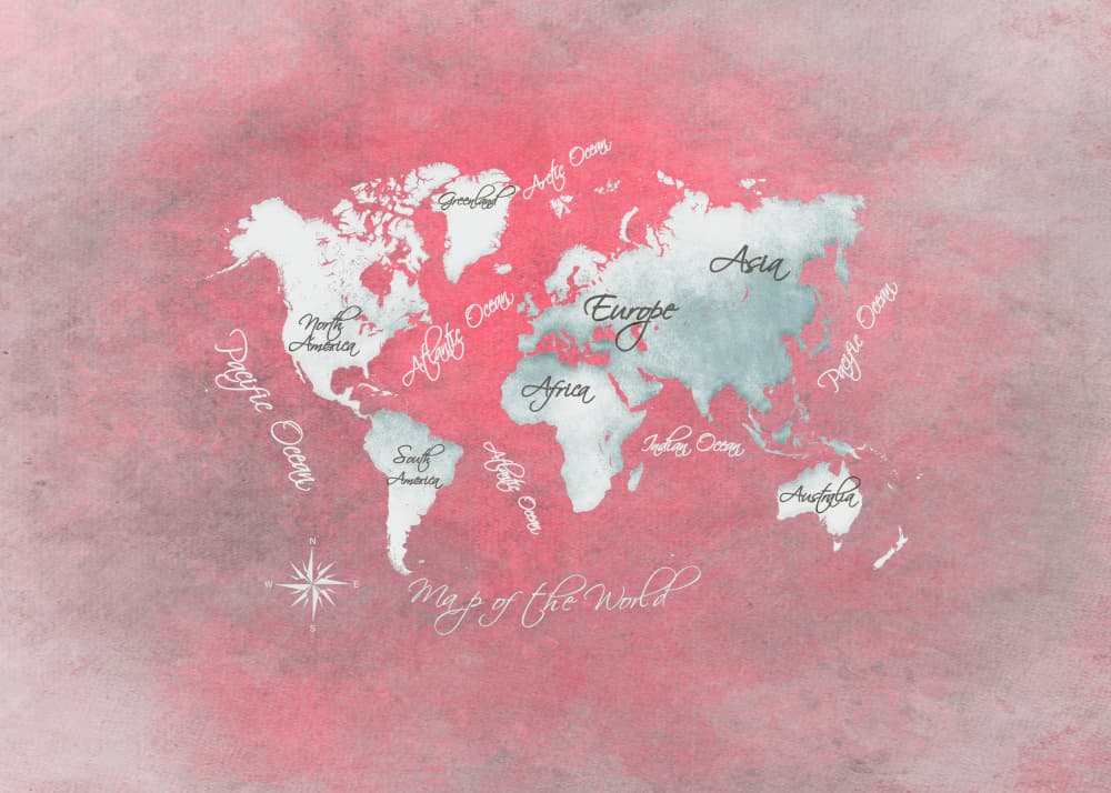 Vintage Watercolor World Map by Justyna Jaszke — canvas wall art