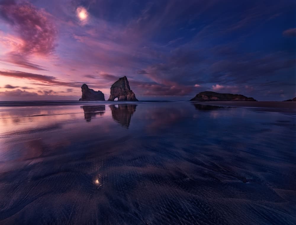 Purple Twilight Sea Stacks by Yan Zhang — canvas wall art