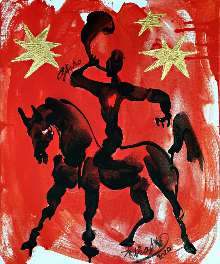 Red Horse Rider by Kanat Ibragimov — canvas wall art
