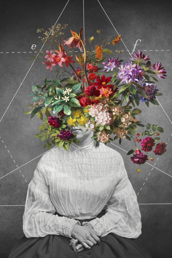 Vintage Floral Portrait by Marja van den Hurk — canvas wall art