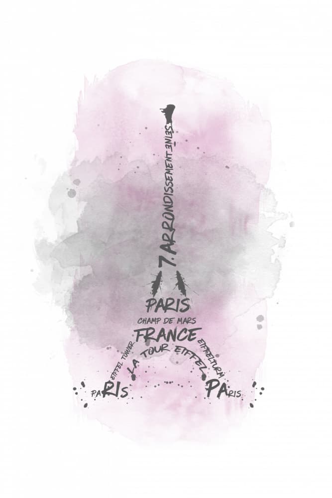 Eiffel Tower Typography Watercolor by Melanie Viola — canvas wall art