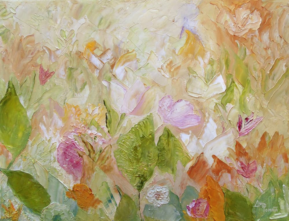 Textured Pastel Flowers by Angeles M. Pomata — canvas wall art