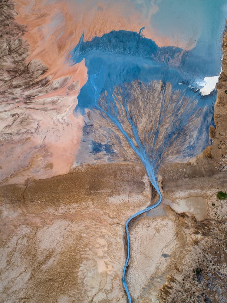 Blue River Desert Patterns by Marc Pelissier — canvas wall art