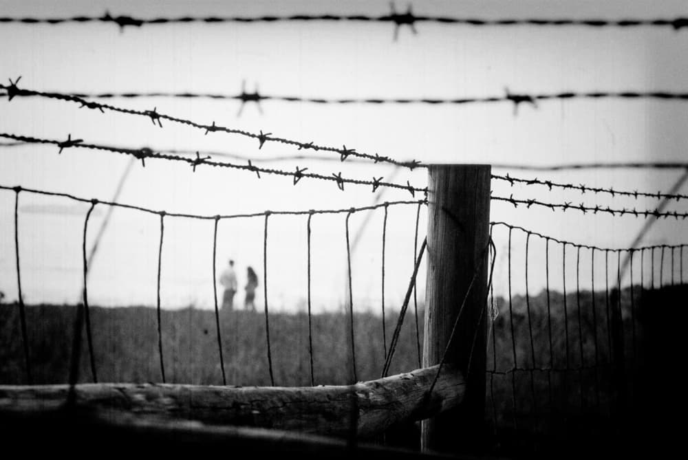 Barbed Wire Distant Figures by Milena Seita — canvas wall art