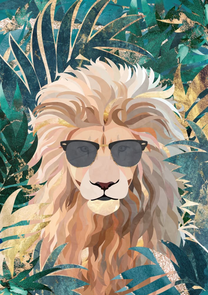 Cool Lion In Jungle by Sarah Manovski — canvas wall art