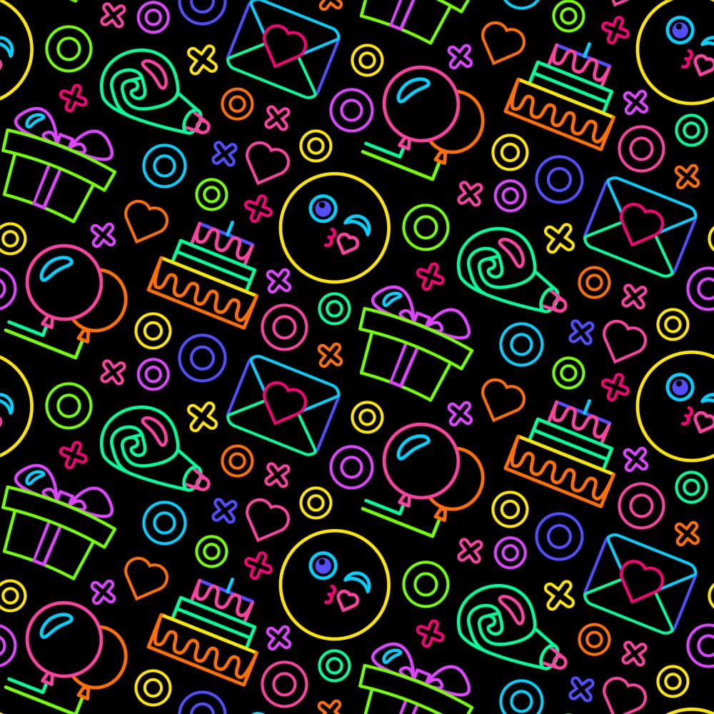 Neon Party Pattern by Marika Barsrsind — canvas wall art