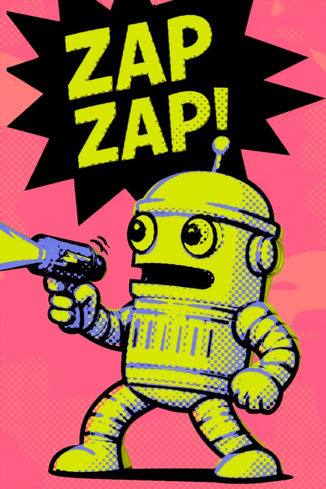 Retro Robot Zap by ERM — canvas wall art
