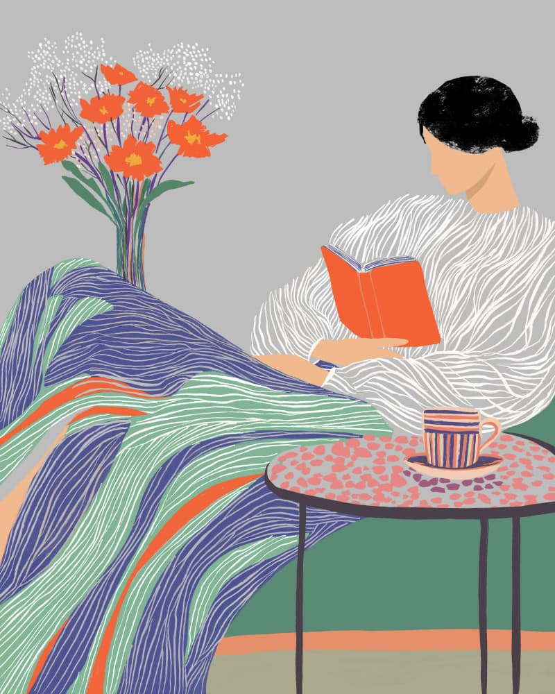 Cozy Reading Moment by CATS AND DOTZ — canvas wall art