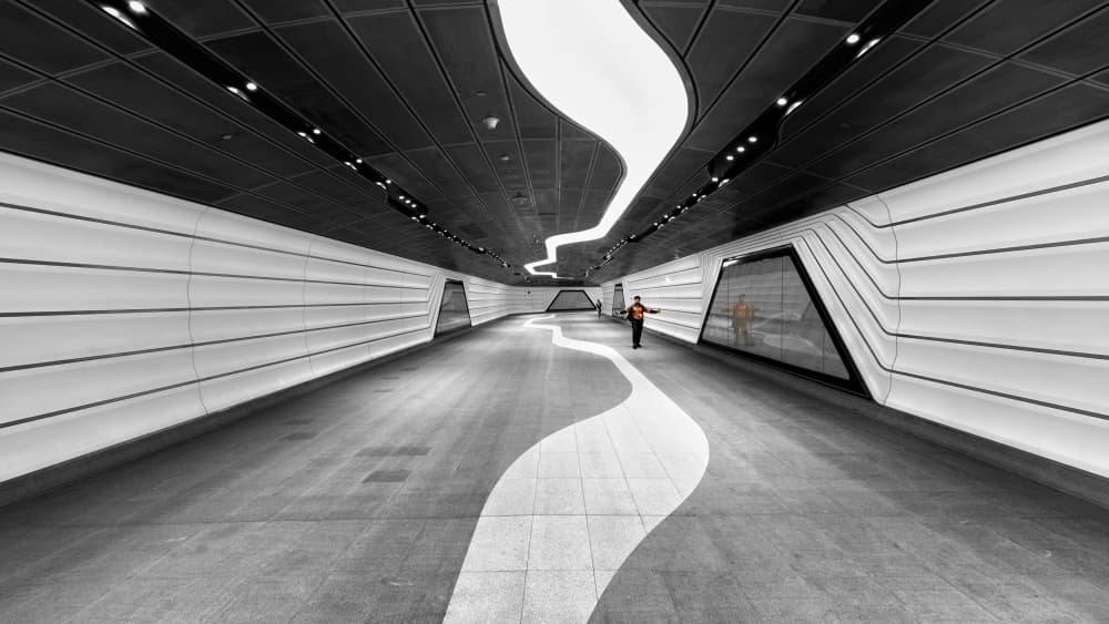 Modern Wavy Hallway by Ashley Sowter — canvas wall art