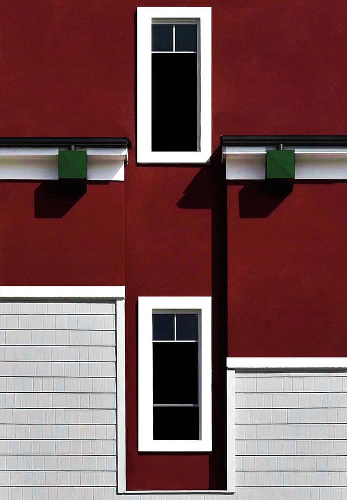 Geometric Red Facade by Arnon Orbach — canvas wall art
