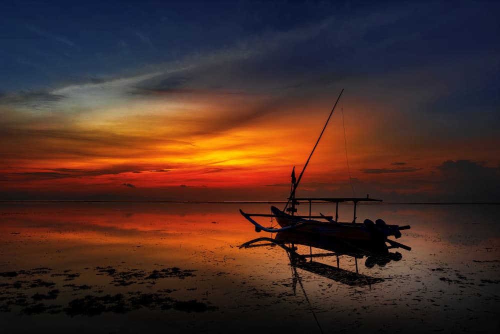 Tranquil Boat Sunset by Phil Green — canvas wall art