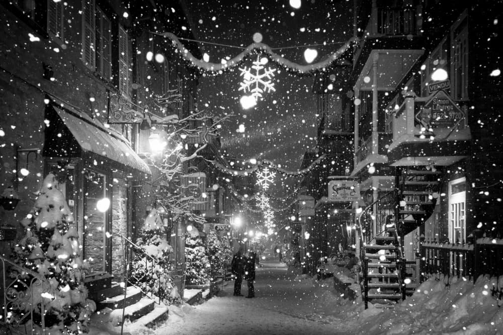 Winter Street Christmas Lights by Michiko Ôtomo — canvas wall art