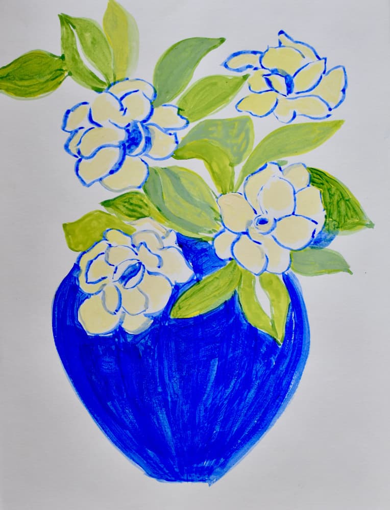 Vibrant Blue Floral Vase by Iria Fernandez — canvas wall art