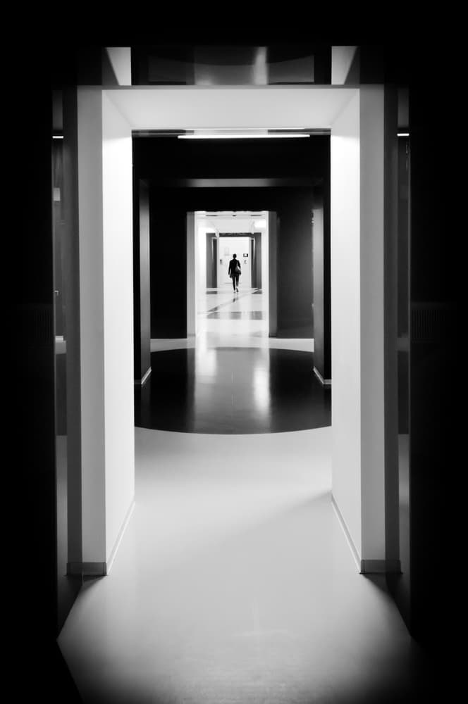 Solitary Figure in Hallway by Paco Palazon — canvas wall art
