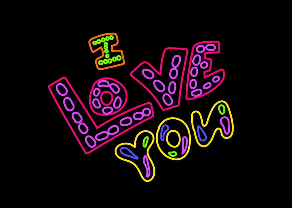 Colorful Neon Love by Marika Barsrsind — canvas wall art