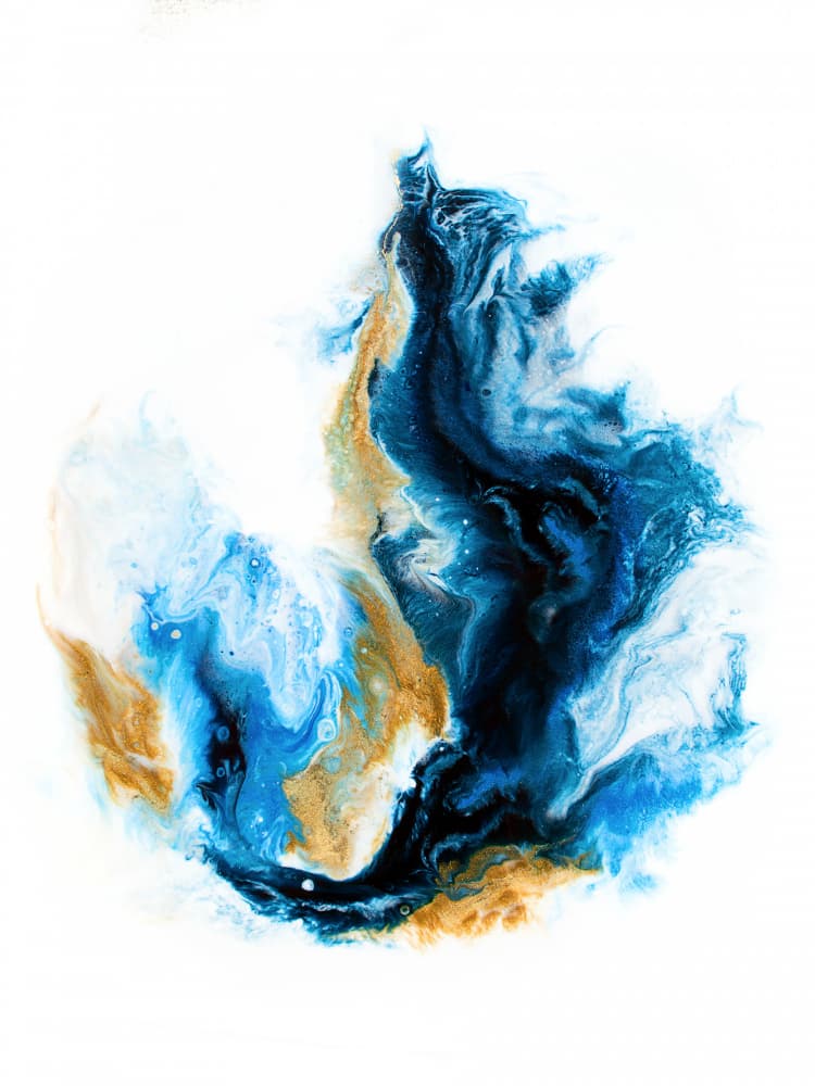 Deep Blue Gold Waves by Alyson Storms — canvas wall art
