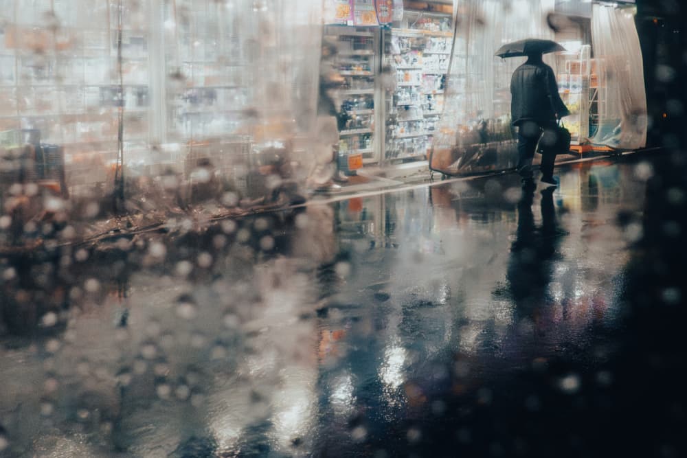 Urban Rain Reflections by Haruyo Sakamoto — canvas wall art