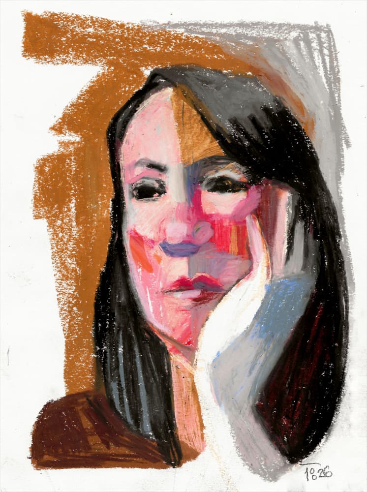 Colorful Pensive Portrait by Tore Bahnson — canvas wall art