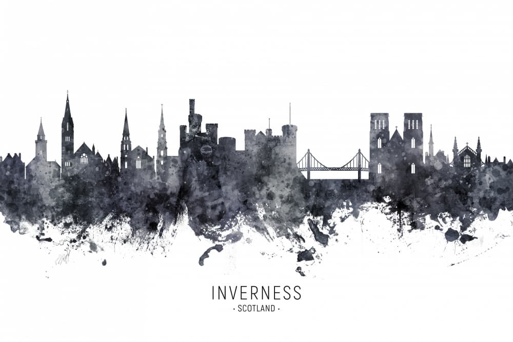 Inverness Scotland Skyline by Michael Tompsett — canvas wall art