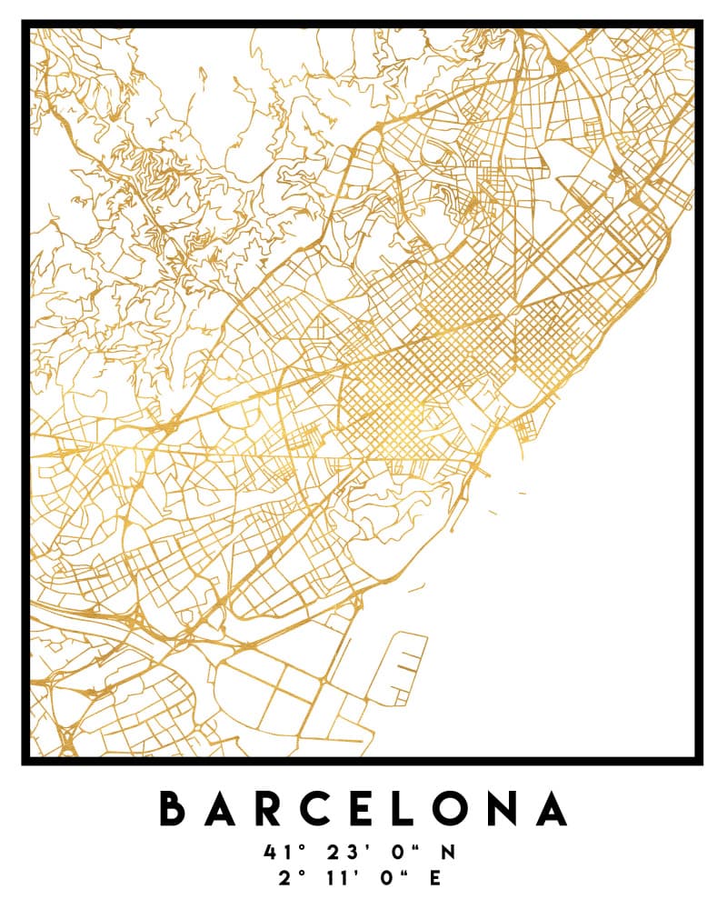 Elegant Gold City Map by Emiliano Deificus — canvas wall art
