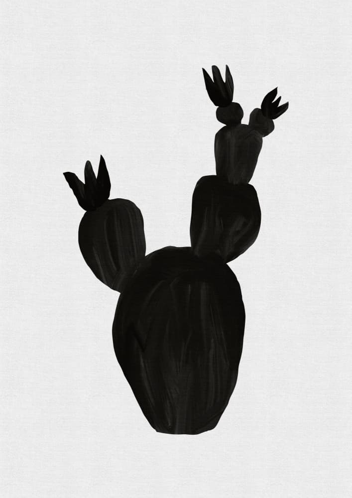 Stylized Black Cactus by Orara Studio — canvas wall art