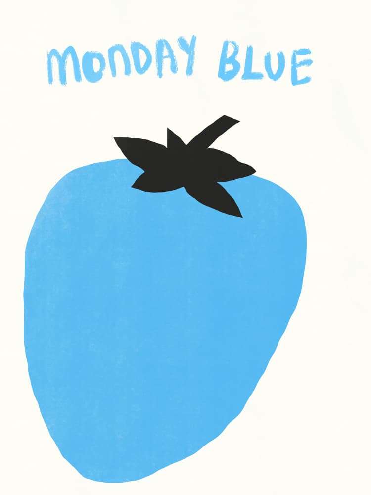 Monday Blue Strawberry by Little Dean — canvas wall art
