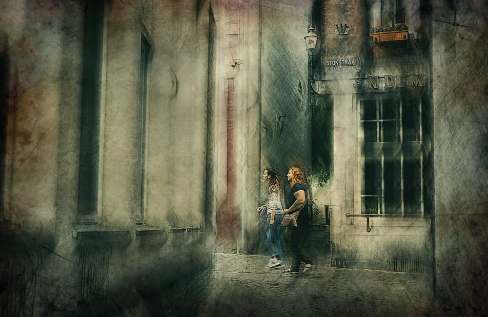 Dark City Alley Exploration by Jan van der Linden — canvas wall art