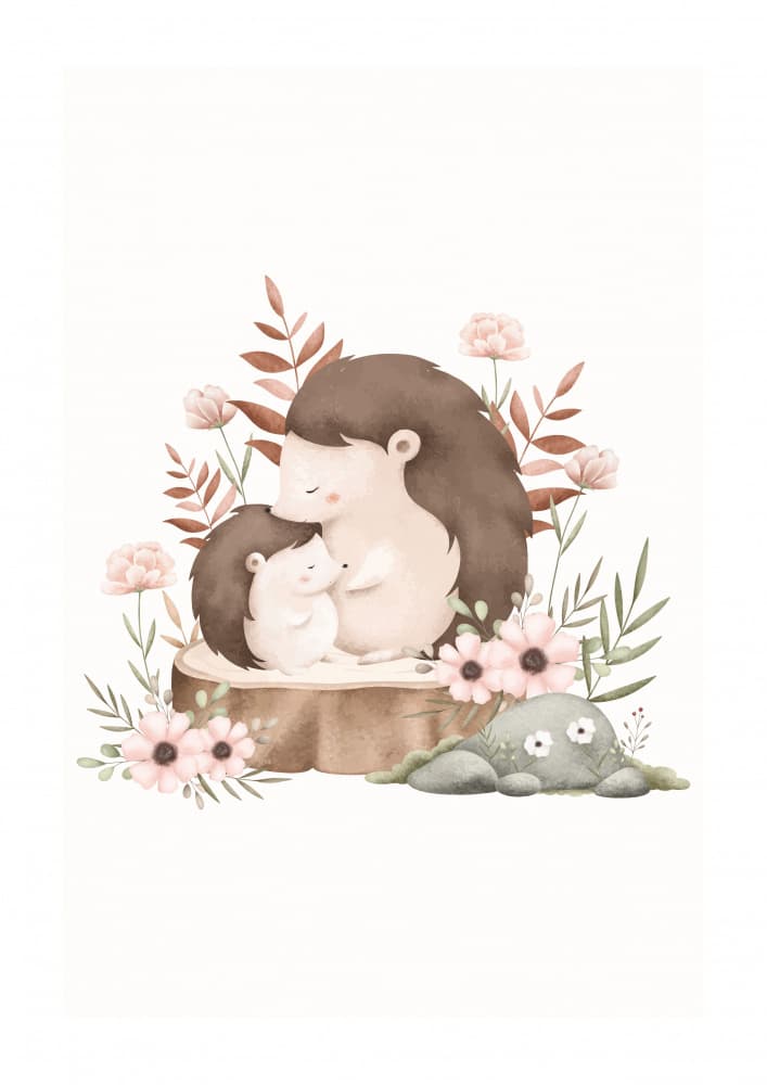 Hedgehog Family Love by Saskia Michele — canvas wall art
