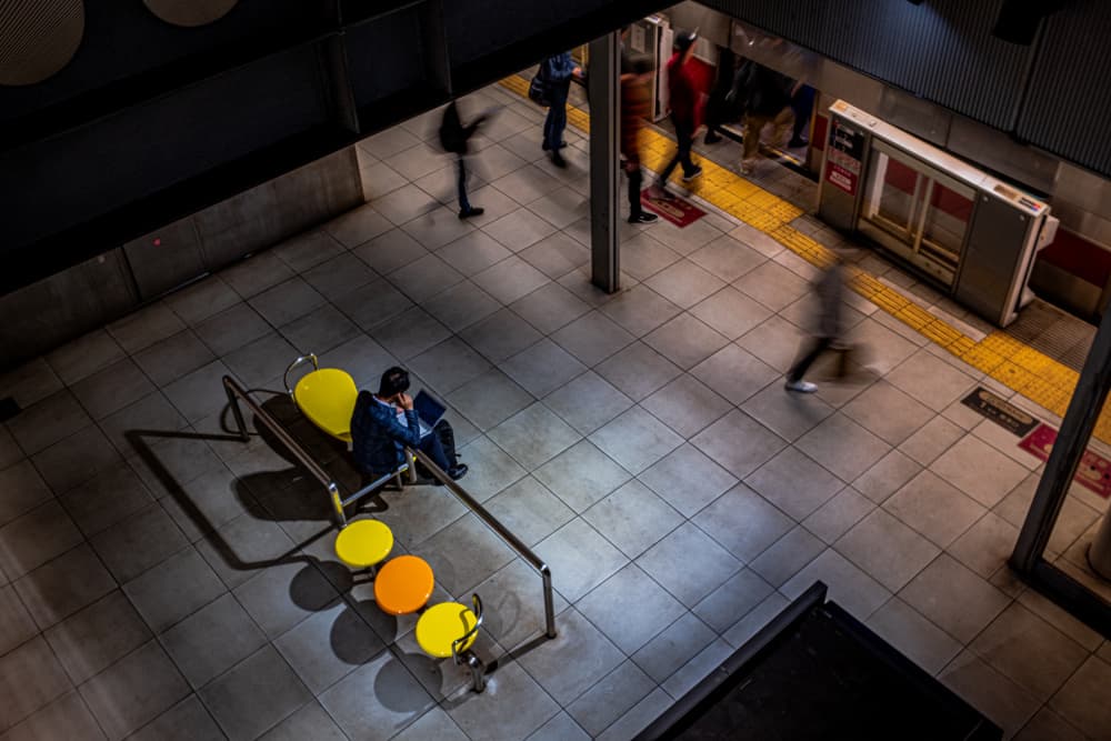 Subway Platform Solitude by Yohei Kawashima — canvas wall art