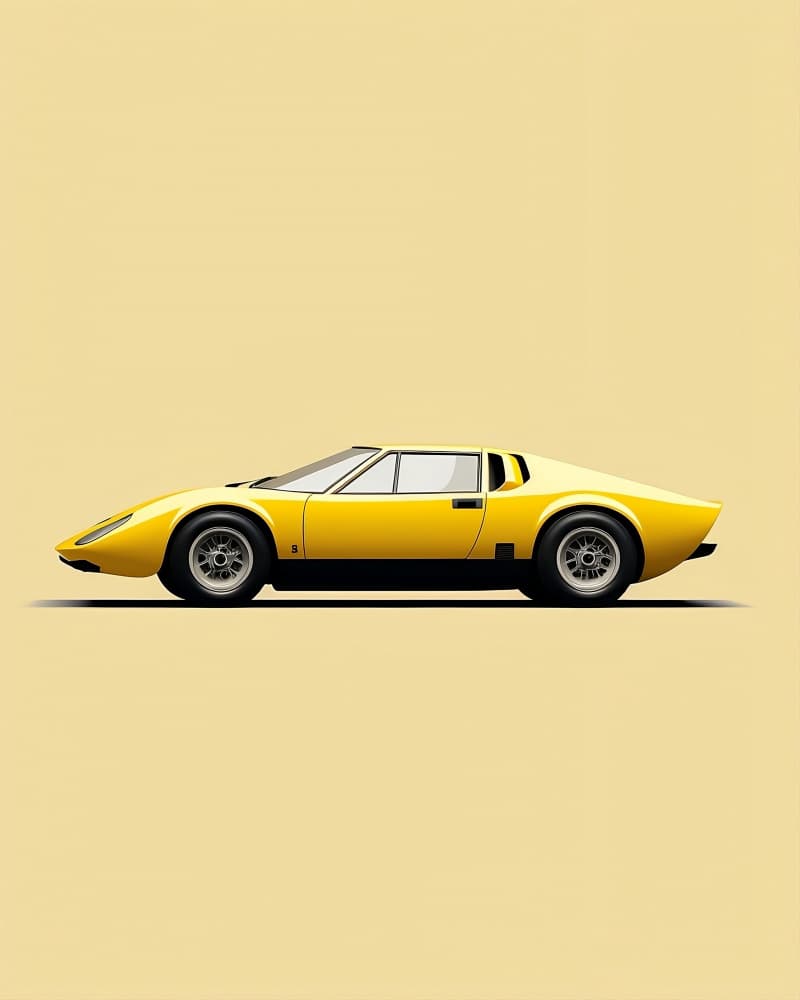 Sleek Vintage Yellow Car by Emiliano Deificus — canvas wall art