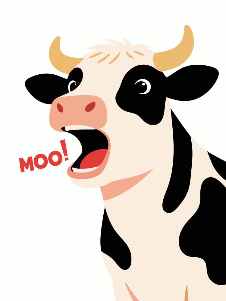 Funny Mooing Cow by WallChart Art Studio — canvas wall art