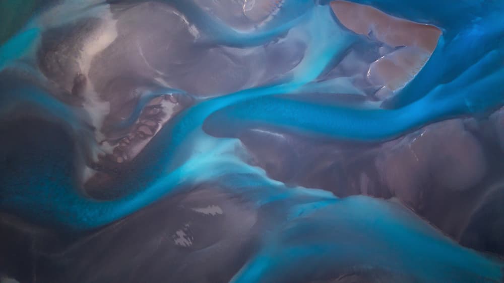 Aerial River Blues by David Martin Castan — canvas wall art