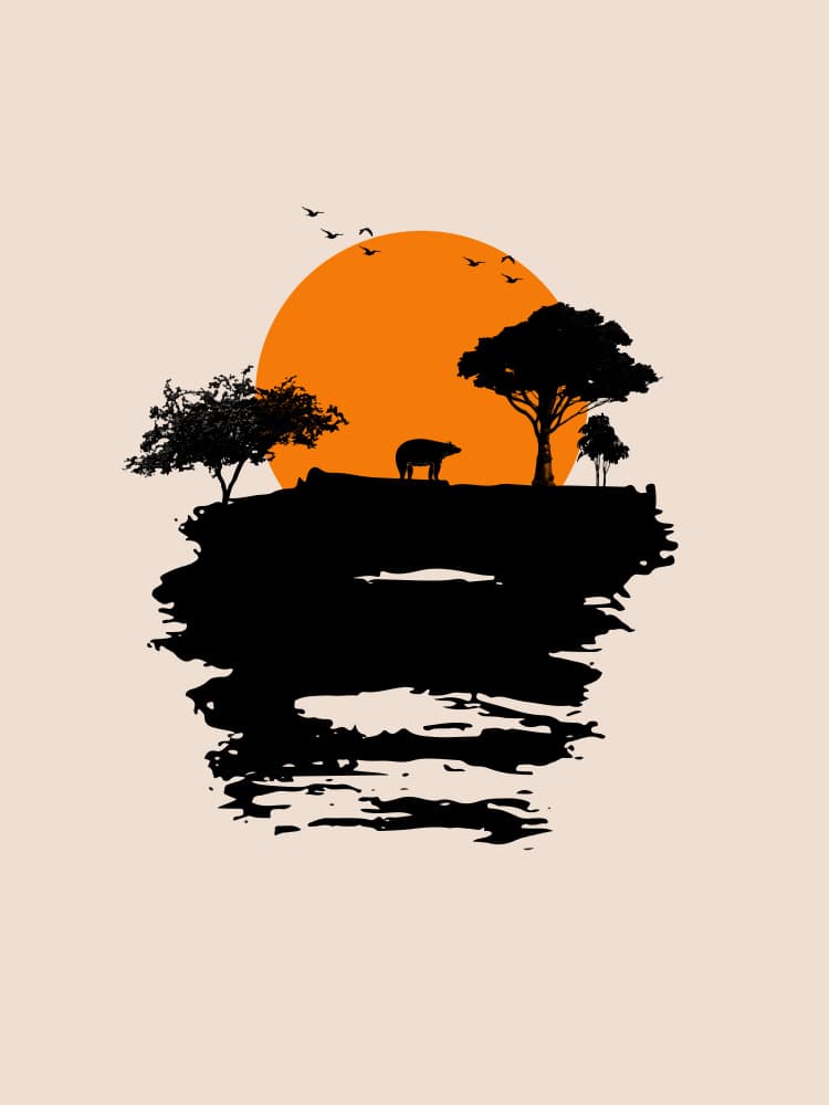 Bear Sunset Silhouette by Vesuvik Designs — canvas wall art