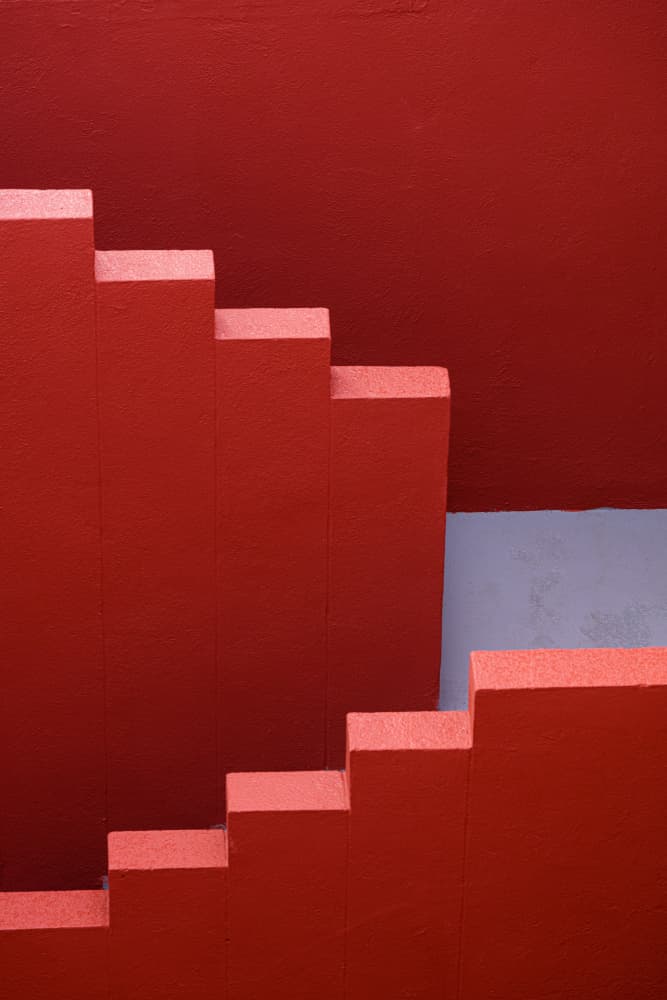 Red Steps Geometry by Rafael L. Bardají — canvas wall art