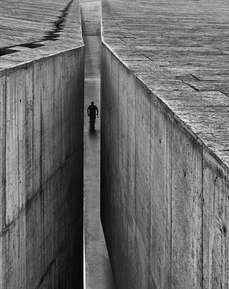 Lone Figure Concrete Passage by Jorge Pena — canvas wall art